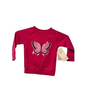 Paris Hilton Monica Andy Butterfly Sweatshirt Hot Pink Organic Cotton 18-24M NEW